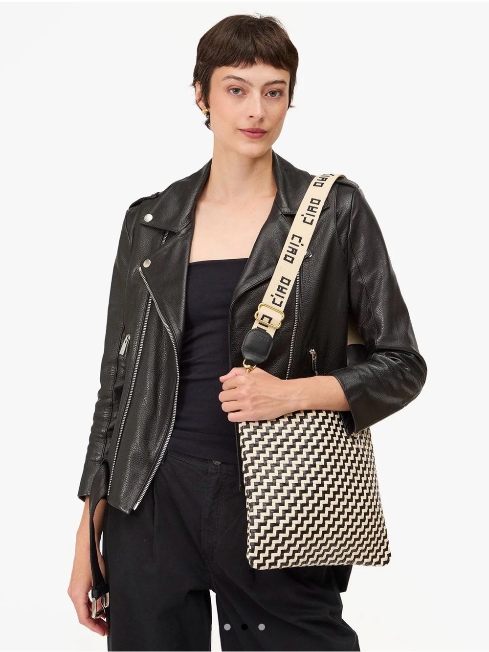 NWT Clare V Canvas 'CIAO' Strap - Cream and Black -Sold Out! - Picture 2 of 3
